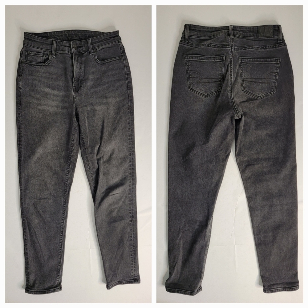 American Eagle Sz 0 Mom Jeans Stretch High Rise Gray